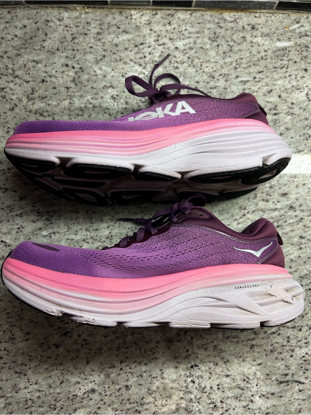 Hoka One One Bondi  8 Purple and Pink Women's Running Shoes size 8.5 - Picture 4 of 10